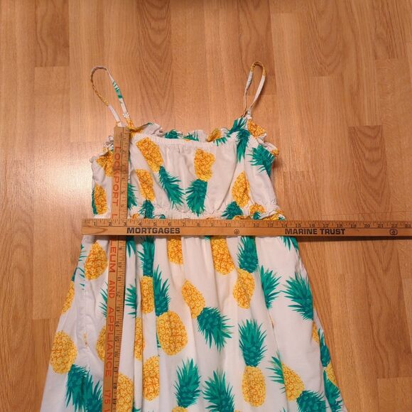 J Crew Maxi Dress Womens 6 Pineapple Print Ruffle Square Neck Summer Beach - Picture 3 of 10
